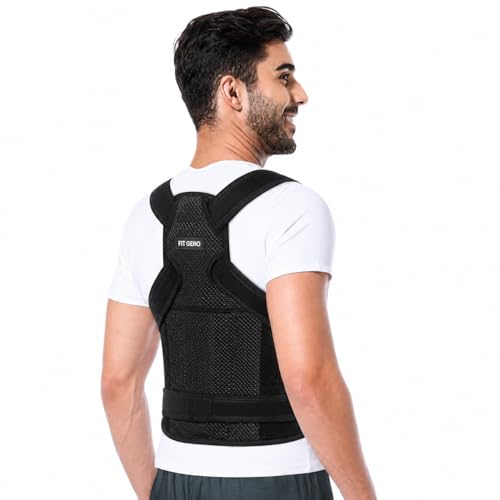 Fit Geno Posture Corrector for Women and Men - Adjustable Back Brace & Straightener for Scoliosis, Hunchback Correction, Back Pain, Spine Corrector, Back Support and Posture Trainer, Small