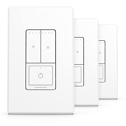 Emitever Dimmer Light Switch,Single-Pole or 3-Way Dimmer Switches,Dimmer Switches for Dimmable LED,CFL,Incandescent,Halogen Light Bulbs,Wall Plate Included,ETL Certified,3 Pack,Matte White Emitever Dimmer Light Switch,Single-Pole or 3-Way Dimmer Switches,Dimmer Switches for Dimmable LED,CFL,Incandescent,Halogen Light Bulbs,Wall Plate Included,ETL Certified,3 Pack,Matte White