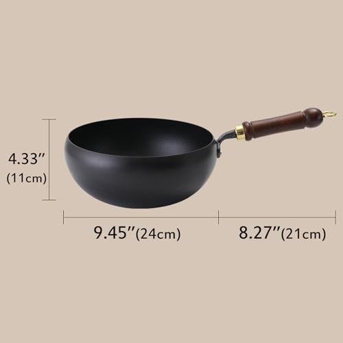 Wok de hierro forjado 9.45 in con tapa de vidrio miniatura 5