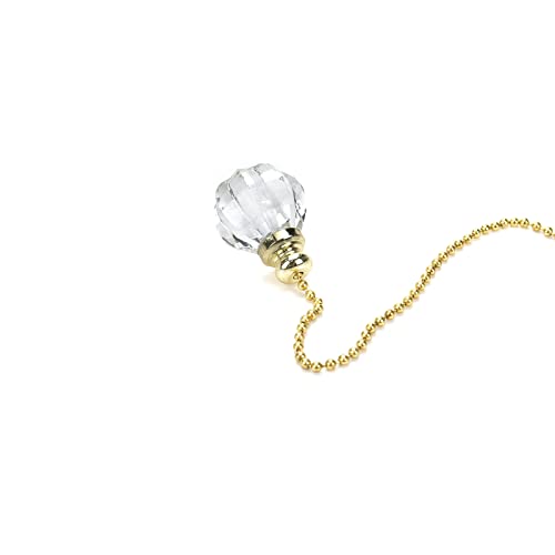 Utalind 2 Pcs Ceiling Fan Pull Chain Ornaments 12 Inches Light Pull Beaded Chains With Clear Acrylic Prism Ball Pendant Decorative Extension With Connector(Gold) #TOP3