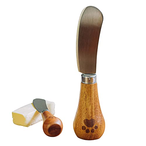 Couteau à Beurre Debout, Grattoir à Beurre avec Manche en Bois, pour Fromage - Confiture - Beurre - Sandwich - Pain - Pain Grillé, Tartineur De Fromage Cover