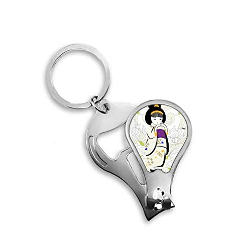 Japan Kimono Girl Pattern Fingernail Clipper Cutter Opener Key Chain