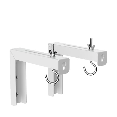 Image of suptek Universal Projector Screen Wall Mount L-Brackets Wall Hanging Mount 6 inch Adjustable Extension Mounting Hooks for Projection Screen up to 66 lbs, 30 kg Capacity Each, PRL001, White (1 Pair)