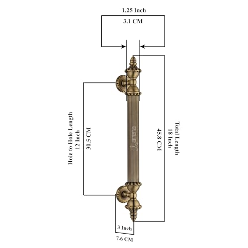 Image of Arena 18 Inches Antique Brass Door Handles for Main Door Handle Big Size | Push Pull Handle | Main Door Handles for Home Office Furniture | Handle Without Lock | Door Lock Handle (Pack of 1, Zinc)