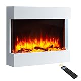 Endeavour Fires Haxby 30” Wall Mounted Electric Fireplace with Off-White Surround, 1 & 2kW Heater, Realistic Flame Effect, 7-Day Programmable Remote Control