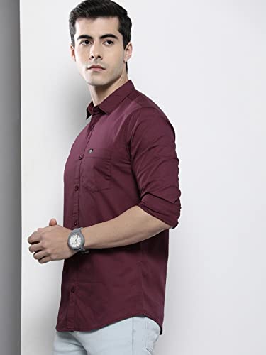 Image of The Indian Garage Co Men Slim Fit Solid Full Sleeves Cutaway Collar Casual Shirt