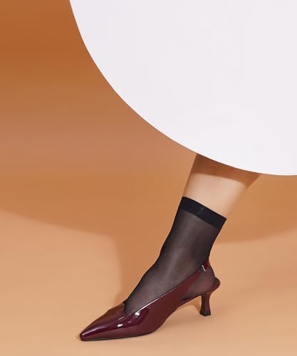Image of JM LOOKS Sophisticated Pointed Toe Slingback Kitten Heels with Glossy Finish for Elegant Events and Work Wear