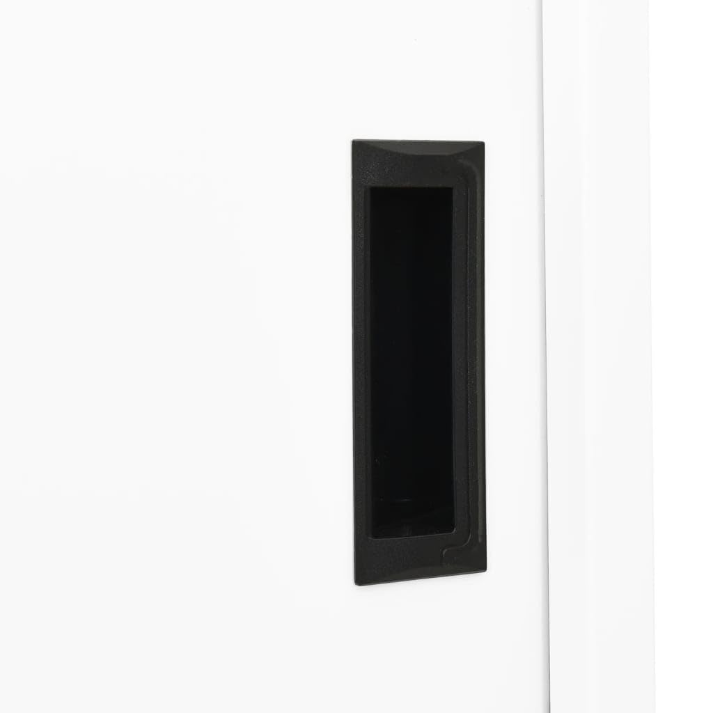 Armadio da ufficio con ante scorrevole, in acciaio bianco, 90 x 40 x 180 cm, con serratura, 4 ripiani regolabili per cartelle, robusto armadio in metallo