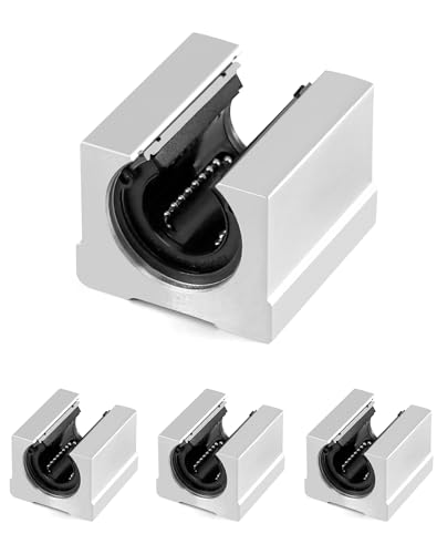 QWORK® SBR20UU - Abierto lineal de rodamiento de movimiento, bloque deslizante de rodamiento lineal de bolas CNC para 20mm de eje/Rod Impresora 3D, máquina de grabado, 4 piezas