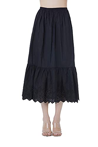 Image of BEAUTELICATE Half Slip Skirt Extender 100% Cotton Vintage Underskirt with Lace Embroidery