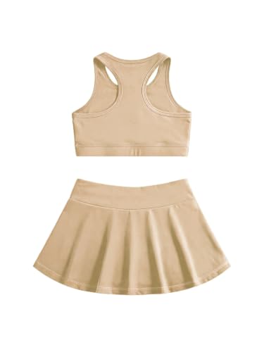 Image of SOLY HUX Toddler Girl's 2 Piece Workout Outfits Lightweight Crop Tank Tops and Skort Athletic Set