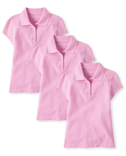 The Children's Place,Girls,Multipack Short Sleeve Pique Polos,Sparkle Pink 3-Pack,XX-Large
