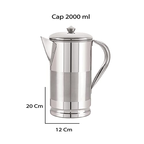 Neelam Stainless Steel Lemon Jug - 2 LTR, Durable & Elegant Beverage Jug for Serving Lemonade, Water & Other Drinks, Ideal for Daily Use, Parties, Special Occasions, Easy to Clean & Maintain.