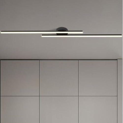 Luminaire plafonnier aluminium noir style minimaliste avec LED blanche 60cm