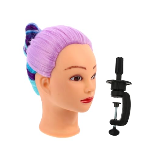 LIFKOME Cabeza de Maniquí Adecuado para Entrenamiento de Peinados y Extensiones de Cabello Cabello de Seda para Peluquería Resistente y Brillo Natural en Salón