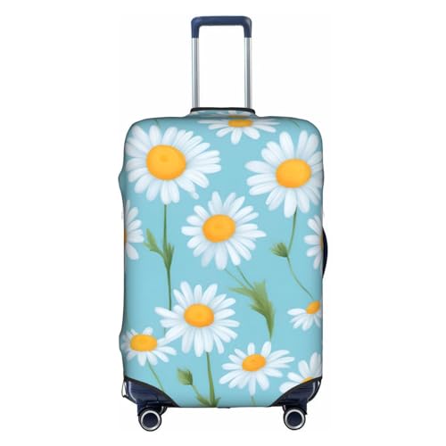 White Daisy In Light Blue Background Print Personalized Travel Luggage Cover With Zipper, Elastic Luggage Cover,For Daily Use