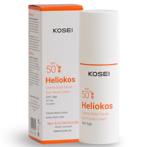 KOSEI | HELIOKOS Crema Solar Facial 50 | Protector Solar 50 Facial | Previene de las Quemaduras y Enrojecimiento | Protección UVA/UVB | Crema Solar Antiarrugas on Vitamina E