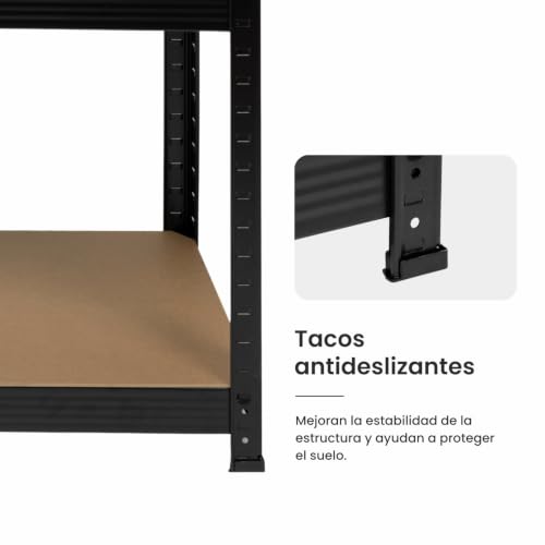 Miniatura 6 de Thinia Home - Estantería Modular Almacenaje Pack 2 , Acero Y Mdf Antihumedad, Hogar, Trastero, Garaje, 5 Baldas Ajustables, Carga Máxima 875kg, 90x40x180cm Largo X Ancho X Alto