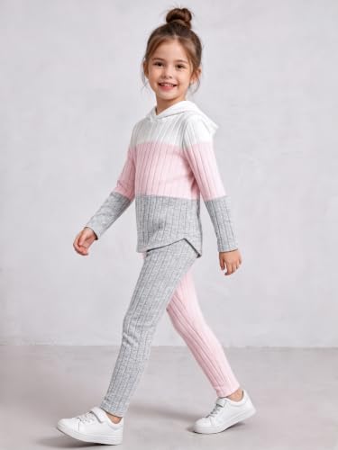 Girls Winter Clothes 2 Piece Outfit Set Hoodie Leggings Light Pink 7-8Y - image 3