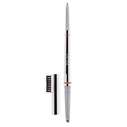 PÜR MINERALS Arch Nemesis 4-in-1 Dual-Ended Brow Pencil, Self-Sharpening Component, Built-In Brow Grooming Comb, Conditions & Strengthens Brow Hair- Light