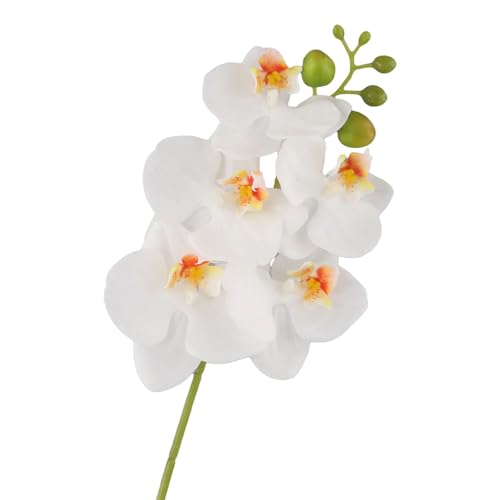 Vibsky Tallo de orquídea artificial, 17.7 pulgadas, flores realistas de Phalaenopsis para decoración del hogar, boda y mesa, rosa claro