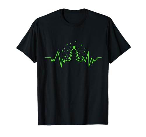 Christmas Tree Heartbeat Funny Shop - Arbre de Noël Battement de Coeur Drôle pour Noël - T-Shirt Noir Unisexe Adulte - Size S