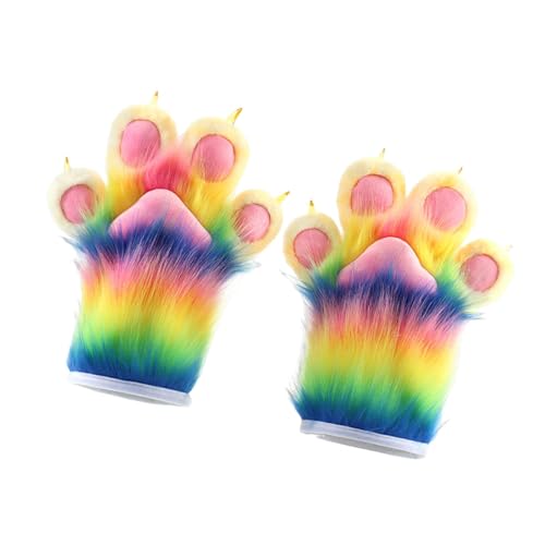 Guantes de pata de peluche multicolor para disfraces y carnaval