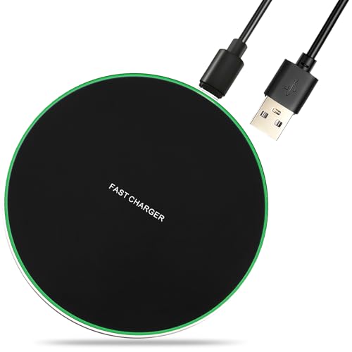 35W Fast Wireless Charger with Indicator Light, Qi-Certified Wireless Charging Pad with USB-C Cable, Compatible with iPhone 16/15/14/13/12/XS, AirPods, Samsung Galaxy, Huawei & More (Black)