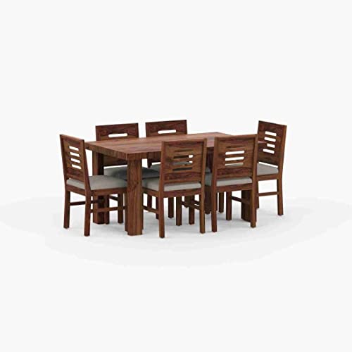 Image of Dining Table with Chair Set || Dining Room Furniture || Dining Table Set || Sheesham Wood Dining Table 6 Seater Set || Wooden 6 Seater Dining Table Set || Home Furniture Dining Table || Honey Finish