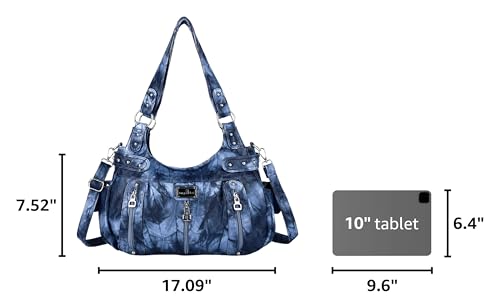 Image of Angel Kiss Large Purses and Handbags for Women Washed Faux Leather Crossbody Hobo Satchel Shoulder Handbag Tote Purse