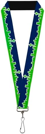 Buckle-Down Lanyard, Seattle Skyline Navy Bright Green, Elastic image 5