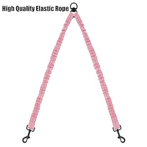 Pet Double Dog Leash, Comfortable Shock Absorbing Reflective Bungee Lead Walk 2 Dogs with Ease, 360° Swivel No Tangle Double Dog Walking &Training Leash, Dual Dog Leash Accessory (Pink)