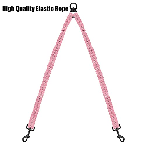 Pet Double Dog Leash, Comfortable Shock Absorbing Reflective Bungee Lead Walk 2 Dogs with Ease, 360° Swivel No Tangle Double Dog Walking &Training Leash, Dual Dog Leash Accessory (Pink) Pet Double Dog Leash, Comfortable Shock Absorbing Reflective Bungee Lead Walk 2 Dogs with Ease, 360° Swivel No Tangle Double Dog Walking &Training Leash, Dual Dog Leash Accessory (Pink)