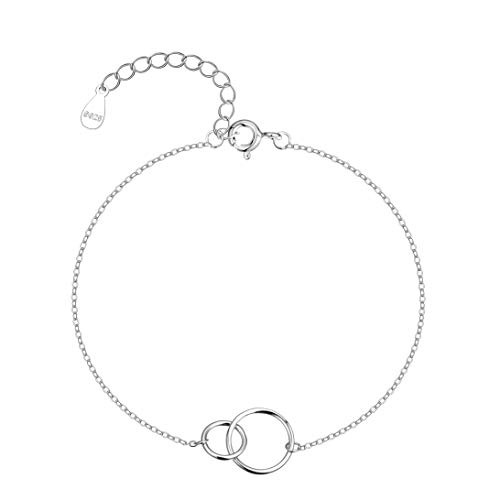 Anklet Bracelets for women 925 Sterling Silver Interlock Circles Anklet Foot Chain Anklets Mother Daughter Anklet Sister Anklet Best Friend Anklet