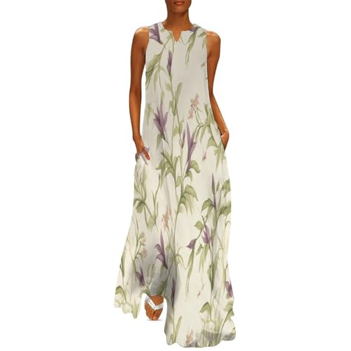 Robe grande taille boho fluide imprimé floral lavande