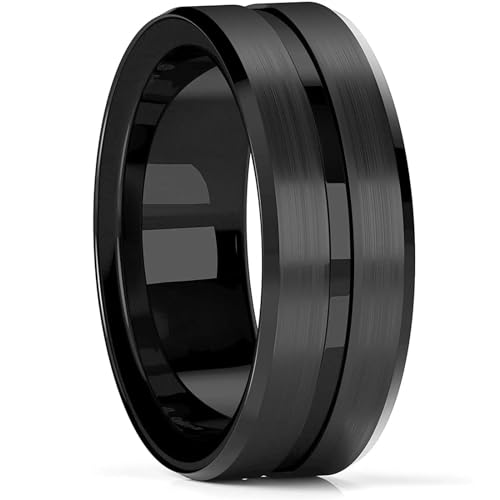 Bague bijoux homme d'exception en finition noire biseautée haut de gamme