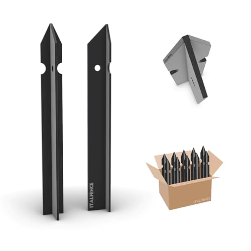 Italfence - Piquet T de Clôture, plastifié gris anthracite (Toutes les hauteurs) [H 200cm, 30x30x3mm, 5 pièces]