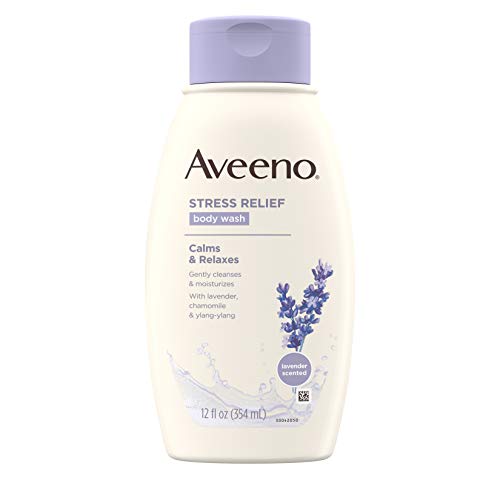 Aveeno Stress Relief Body Wash with Soothing Oat, Lavender, Chamomile & Ylang-Ylang Essential Oils, Hypoallergenic, Dye-Free & Soap-Free Calming Body Wash gentle on Sensitive Skin, 12 fl. oz (Pack of 2)