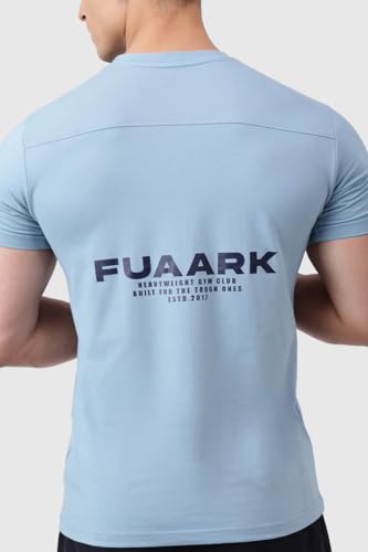 Image of FUAARK Men's Polyester-Cotton Blend Slim Fit Gym Workout & Sports T-Shirt