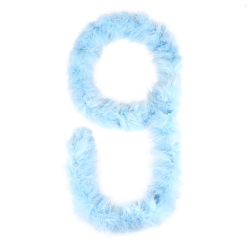 whitefeather Light Blue Fluffy Marabou Feather Boa-Turkey Feathers-6.3ft for DIY Crafts Wedding Party, Sewing Trim Home,Halloween Party Decoration