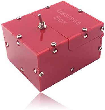 EGEN Mini Useless Box Leave Me Alone Machine Fully Assembled Funny Toy Turns Itself Off Desk Toys for Birthday and Party Gift Toy Game (Red)