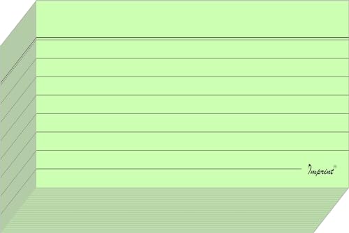 IMPRINT'S Ruled Index Cards, Light Green Color, 3x5-Inch, 100 Cards in This Pack