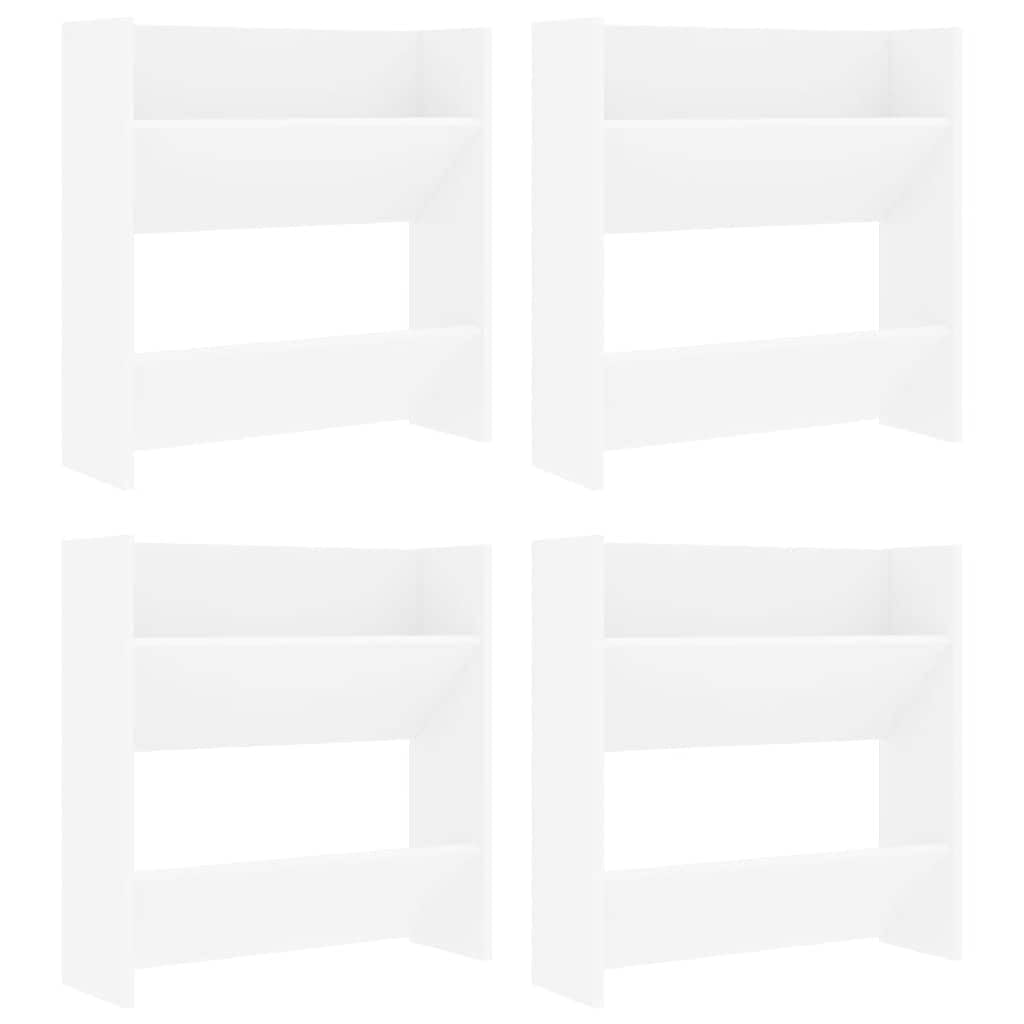 Set 4 Scarpiere a Muro Bianche 60x18x60 cm in Legno Multistrato