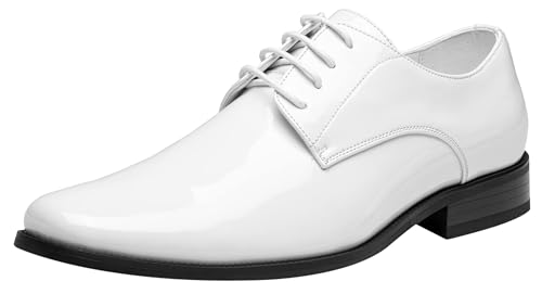 Jousen Mens Dress Shoes Formal Business Oxford Shoe Tuxedo Dress Shoes for Men (AMY9051A White 10.5)