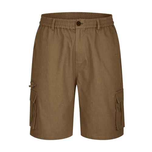 Image of Cargo Shorts for Men,Summer Casual Elastic Waist Big Tall Baggy Shorts Lightweight Hiking Short with Multi Pockets