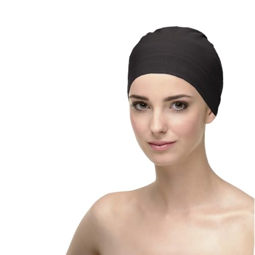 CAREBELL Gorro Oncológico/para Dormir/Modelo Natalia/Tejido de Bambú/Alopecia y Quimioterapia/Pieles Sensiles/Pérdida de Cabello/Negro 69