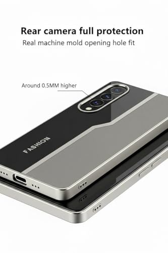 Image of Premium Back Cover Compatible with Samsung Galaxy S25 Edge | Leather Finish Shockproof Case with Metal Edge Design & Raised Camera Protection (Grey)