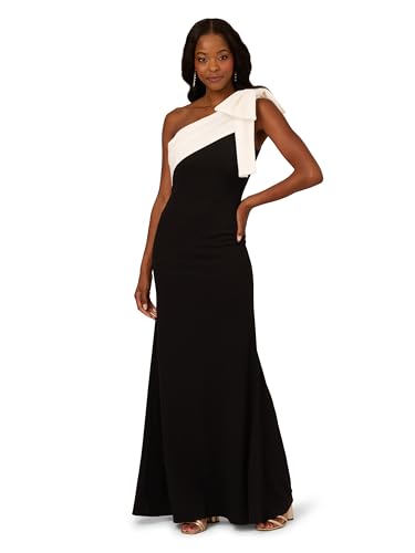Adrianna Papell Women's Color Block Crepe Bow Gown