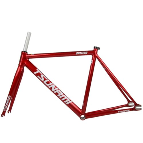 HIMALO 700C Fixed Gear Bike Frameset 49/52/55/58CM Racing Track Bike Frame Aluminum Alloy C Brake Frame Quick Release QR 100/120mm(Red,58cm)