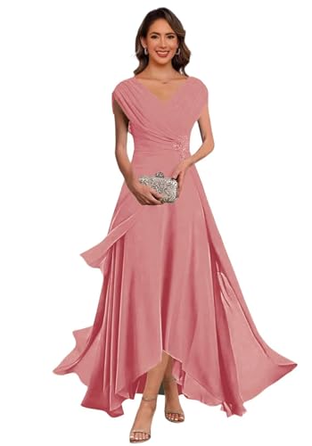 Tea Length Mother of The Bride Dresses Chiffon Formal Wedding Guest Dress for Women Evening Party2
